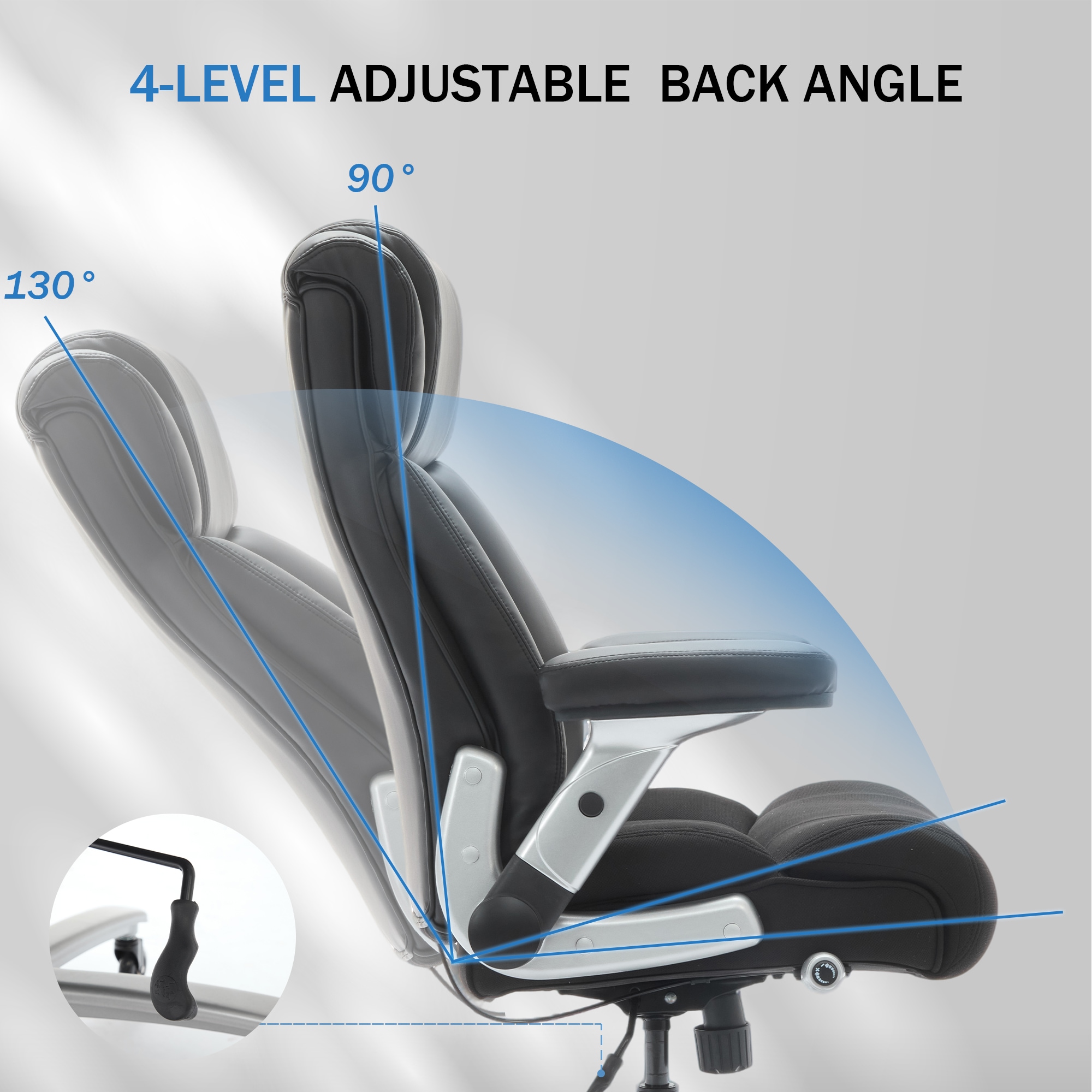 500lbs Big And Tall Office Chair With Adjustable Lumbar Support, Executive Office Chair Heavy Duty With Flip-up Armrest And Wider Seat, Ergonomic Leather Chair Breathable With Quiet Rubber Wheels_voghion.com